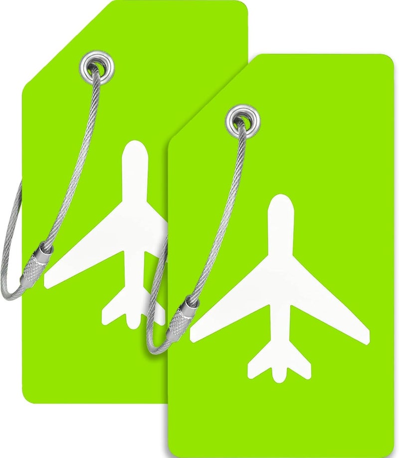 JOIKIT 2 Pack Silicone Luggage Tag for Suitcases with Stainless Loop with Name ID Card Perfect to Quickly Spot Baggage Handbag Luggage Travel Suitcase (Green) - Image 1